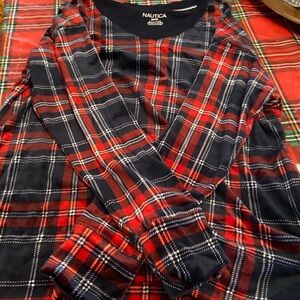 Nautica Men's Long Sleeve Plaid Shirt - Red and Black